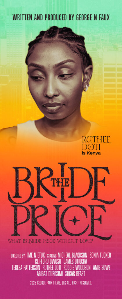 Close-up woman portrait on colorful movie poster