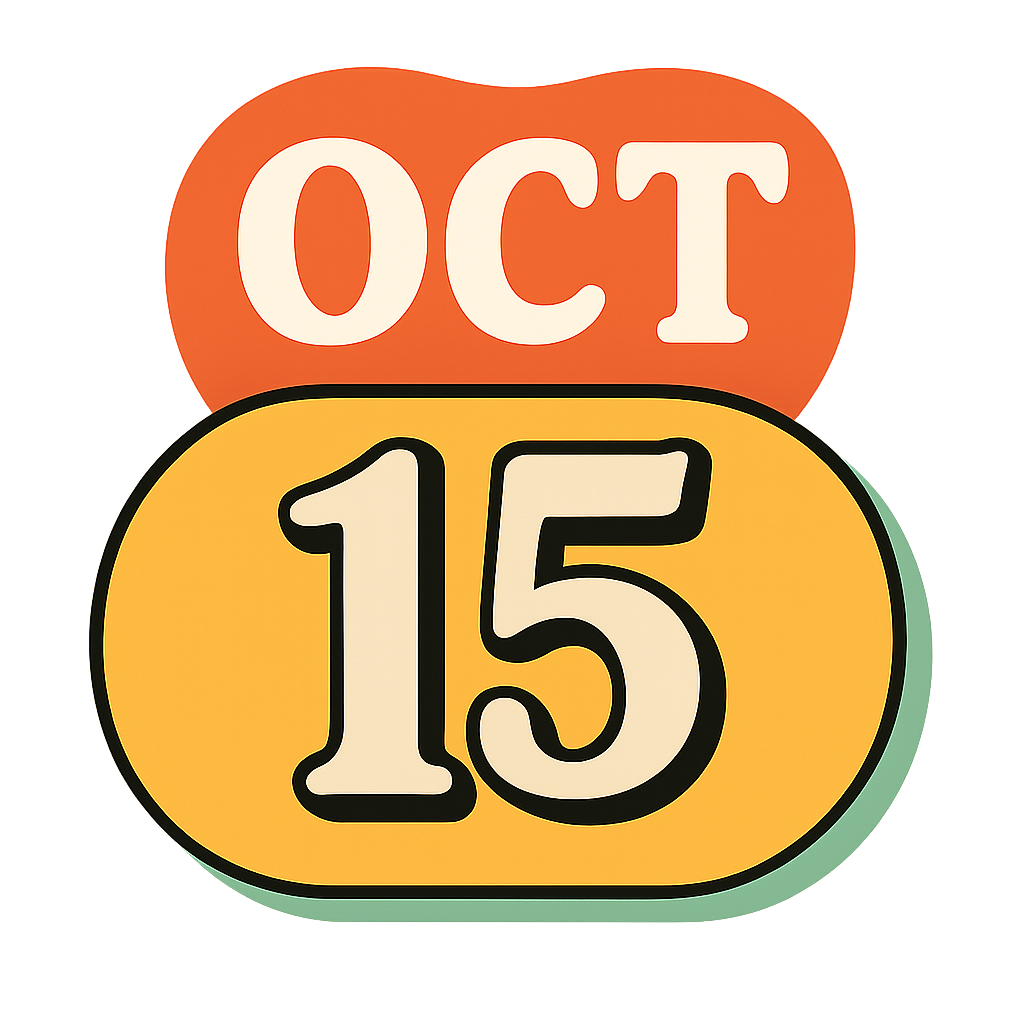 Retro calendar icon showing Oct 15