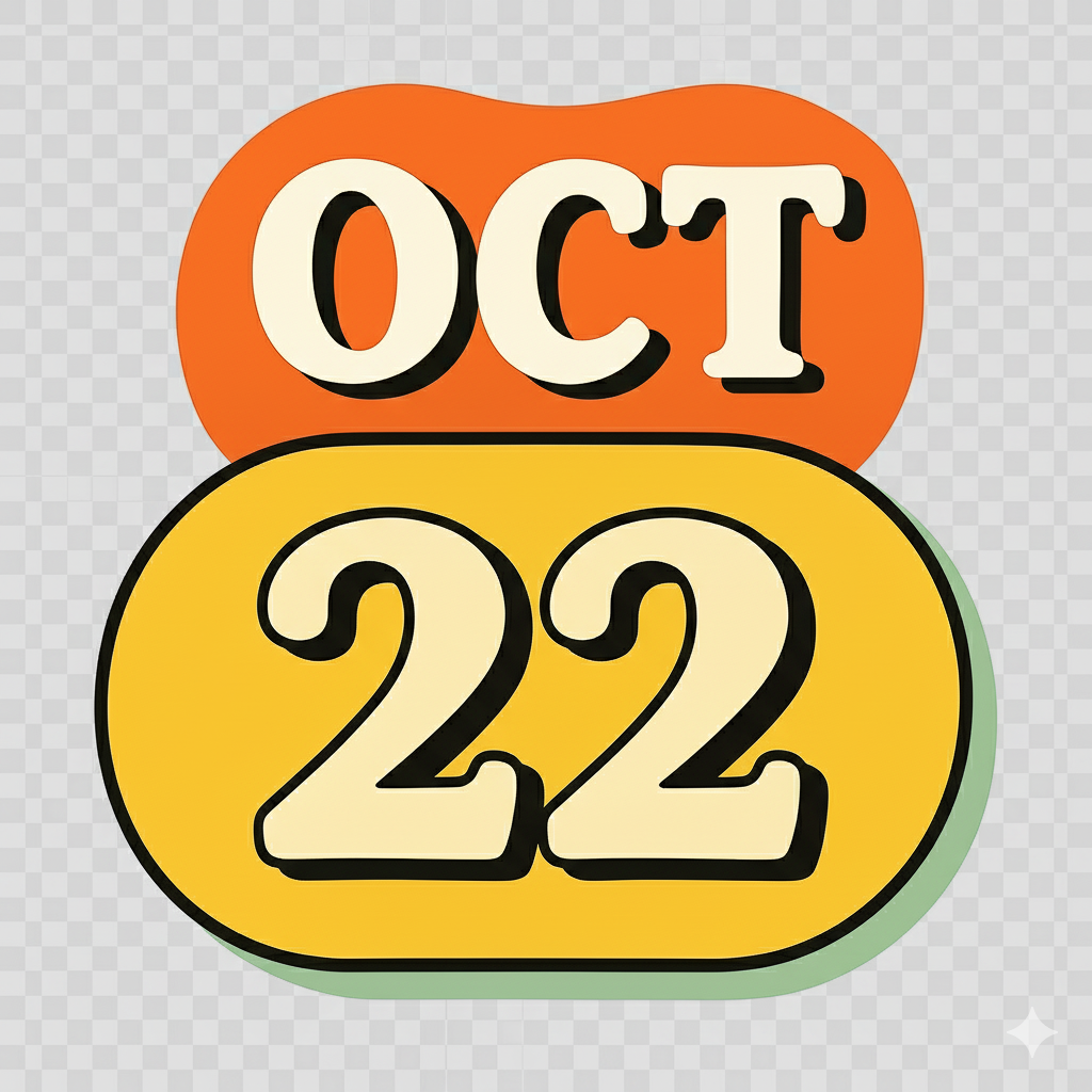 Stylized October 22 calendar date graphic