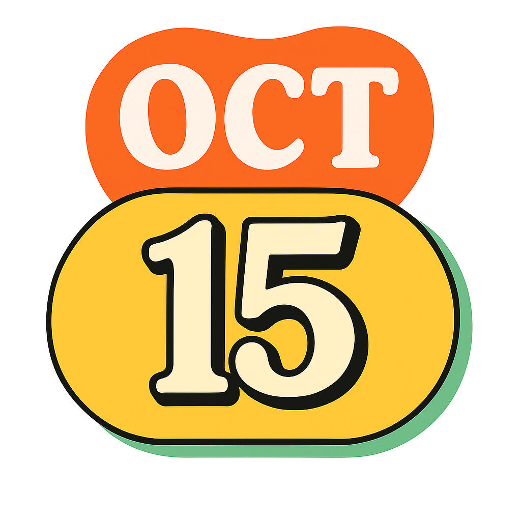 Colorful October 15 calendar graphic