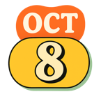 Retro October 8 calendar graphic
