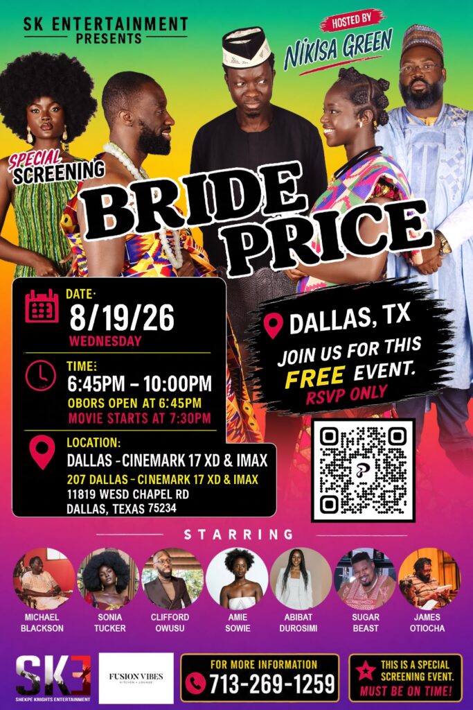 Bride Price movie screening poster, Dallas event